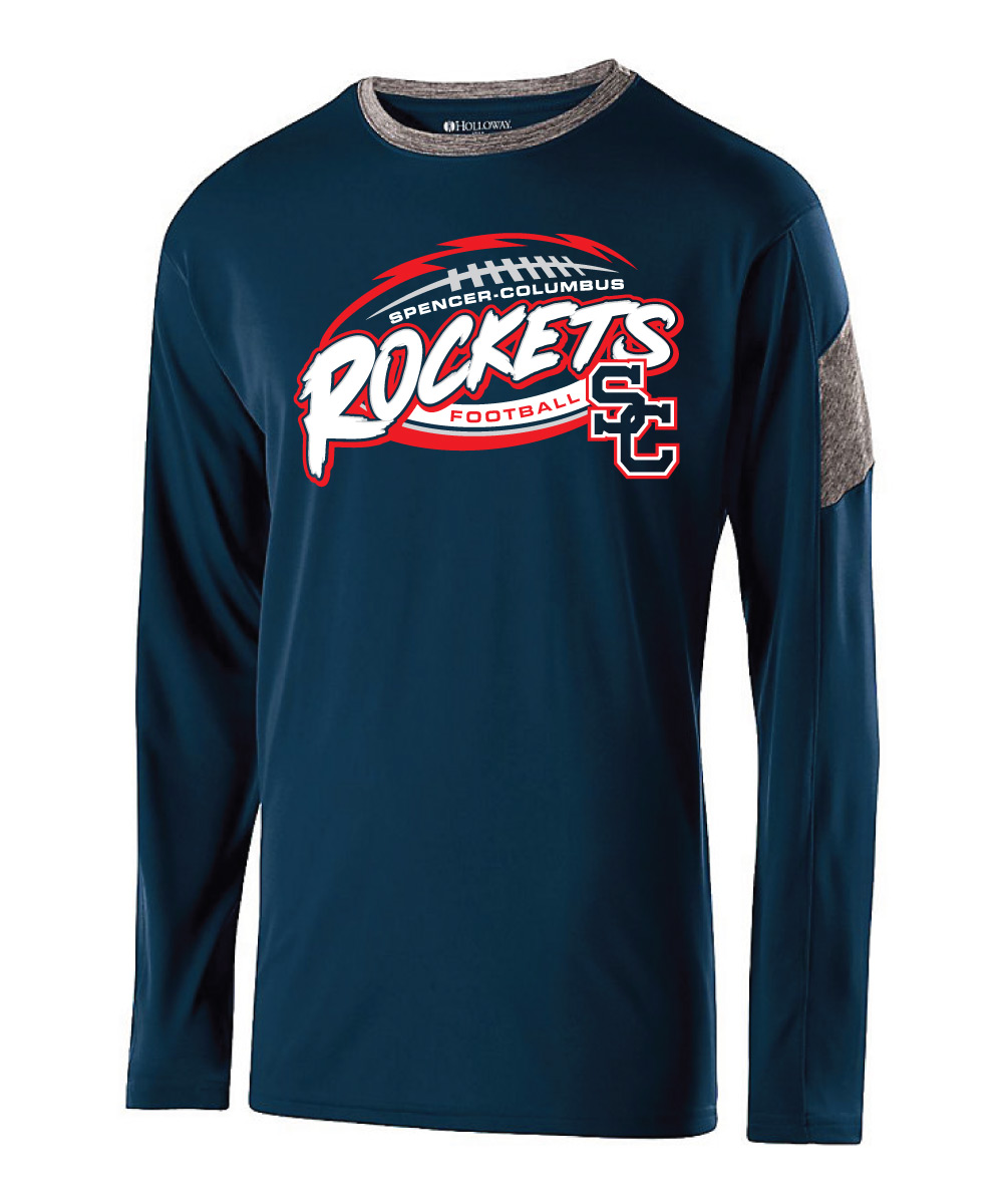 Navy Spencer-Columbus Football Performance T-Shirt