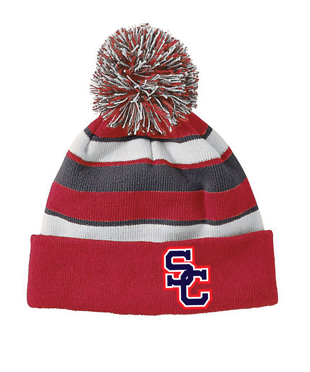 Red Spencer-Columbus Striped Knit Cap